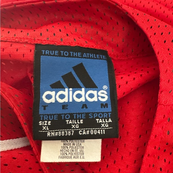Vintage Adidas Team Men’s Baseball Jersey Size XL Back Logo Vented Red Y2K Sport - Picture 8 of 8